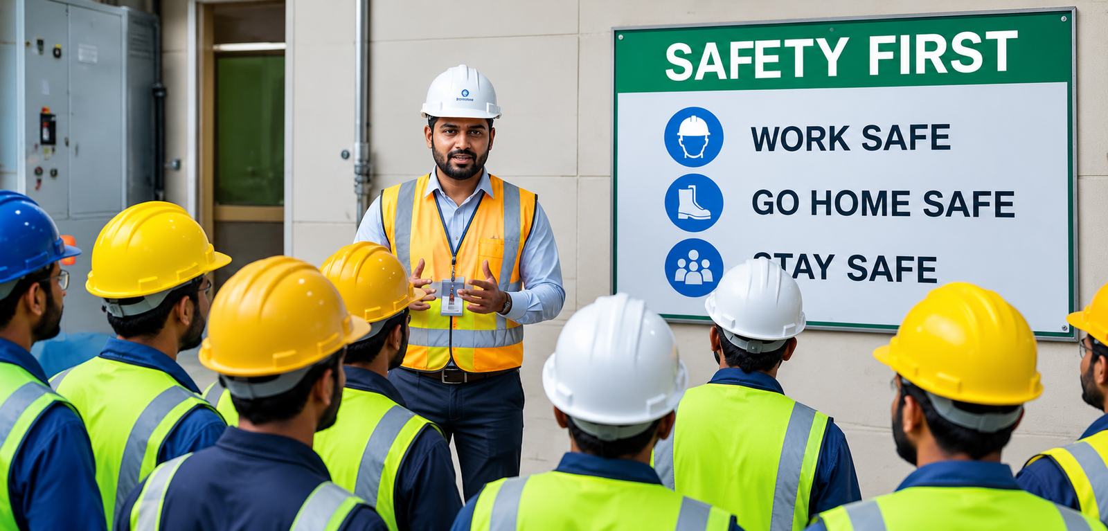 S.S. Technologies safety briefing with site engineers and workers
